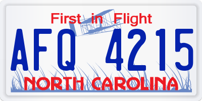 NC license plate AFQ4215