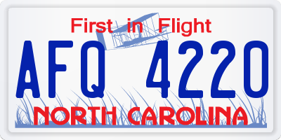 NC license plate AFQ4220
