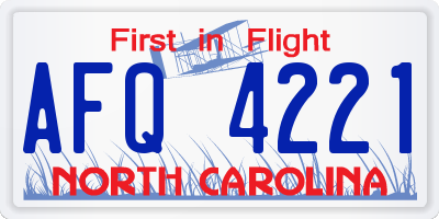 NC license plate AFQ4221