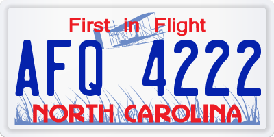 NC license plate AFQ4222