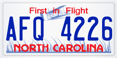NC license plate AFQ4226
