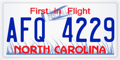 NC license plate AFQ4229