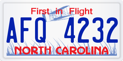 NC license plate AFQ4232