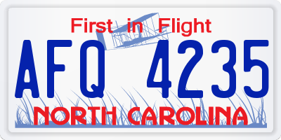 NC license plate AFQ4235