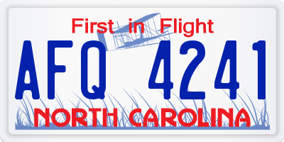 NC license plate AFQ4241