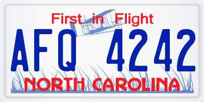 NC license plate AFQ4242