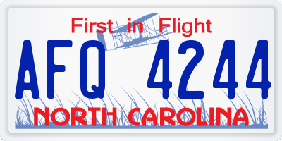 NC license plate AFQ4244