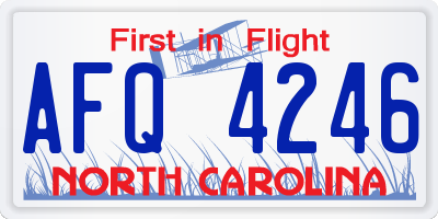 NC license plate AFQ4246