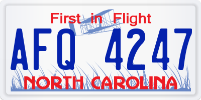 NC license plate AFQ4247