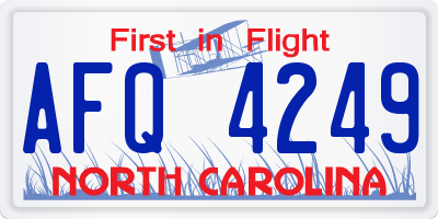 NC license plate AFQ4249