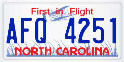 NC license plate AFQ4251