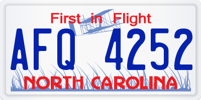 NC license plate AFQ4252