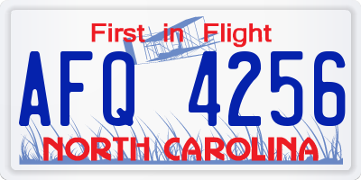 NC license plate AFQ4256