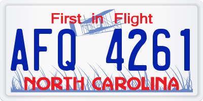 NC license plate AFQ4261