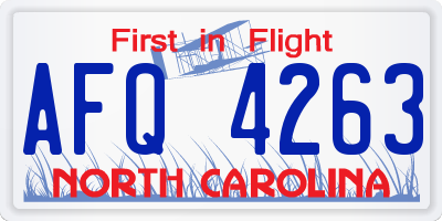 NC license plate AFQ4263