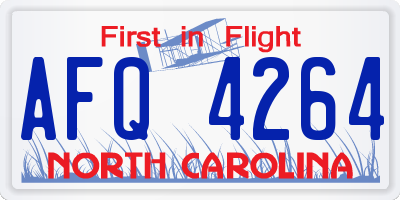 NC license plate AFQ4264