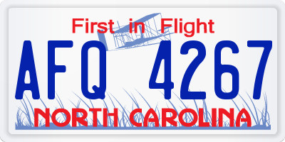 NC license plate AFQ4267