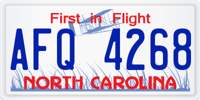 NC license plate AFQ4268