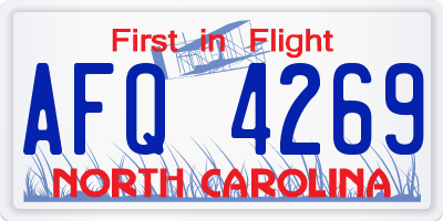 NC license plate AFQ4269