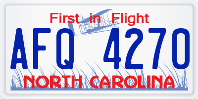 NC license plate AFQ4270