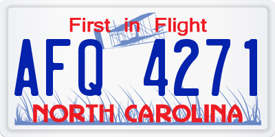 NC license plate AFQ4271