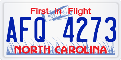 NC license plate AFQ4273