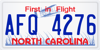 NC license plate AFQ4276