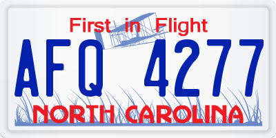 NC license plate AFQ4277