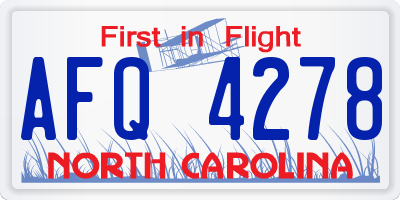 NC license plate AFQ4278
