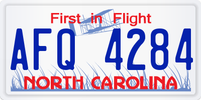 NC license plate AFQ4284