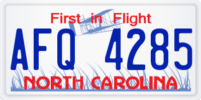 NC license plate AFQ4285
