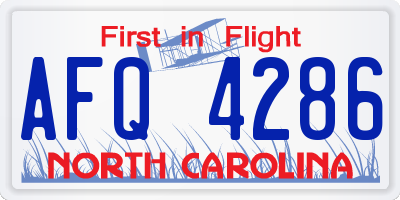 NC license plate AFQ4286