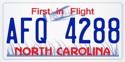 NC license plate AFQ4288