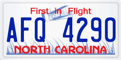 NC license plate AFQ4290
