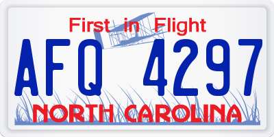 NC license plate AFQ4297