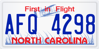 NC license plate AFQ4298