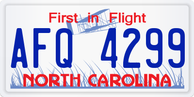 NC license plate AFQ4299