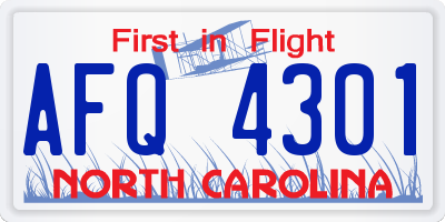 NC license plate AFQ4301