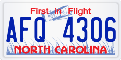 NC license plate AFQ4306