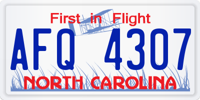 NC license plate AFQ4307