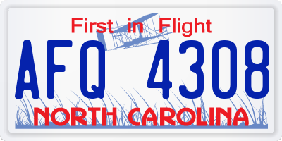 NC license plate AFQ4308