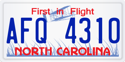 NC license plate AFQ4310