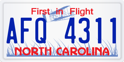 NC license plate AFQ4311