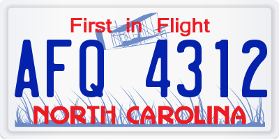 NC license plate AFQ4312