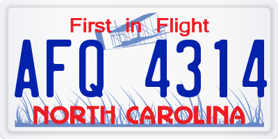 NC license plate AFQ4314