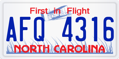 NC license plate AFQ4316