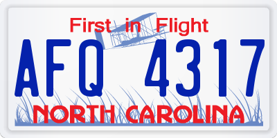 NC license plate AFQ4317