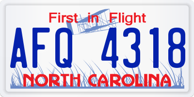 NC license plate AFQ4318