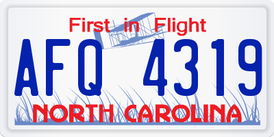 NC license plate AFQ4319