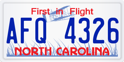 NC license plate AFQ4326